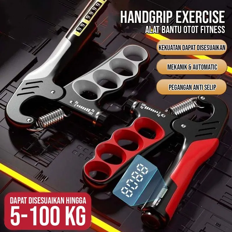 BBAK Handgrip Hand Grip 5-100 KG Alat bantu fitness Otot lengan Tangan Portable XTRA ALAT MESIN HITUNG MEKANIK AUTOMATIS