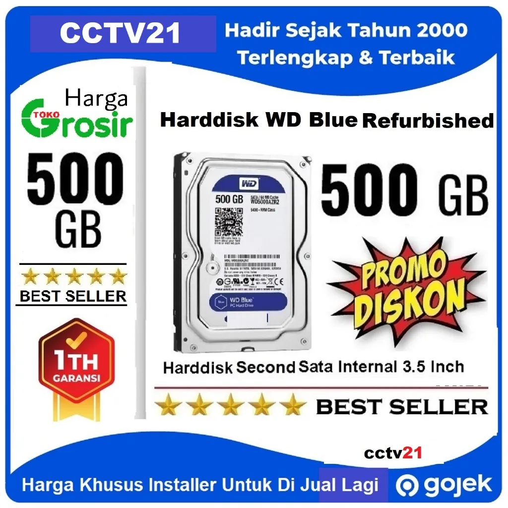 Harddisk HDD Hardisk WD 500GB SATA 3.5" Internal Harga Reseller cctv21