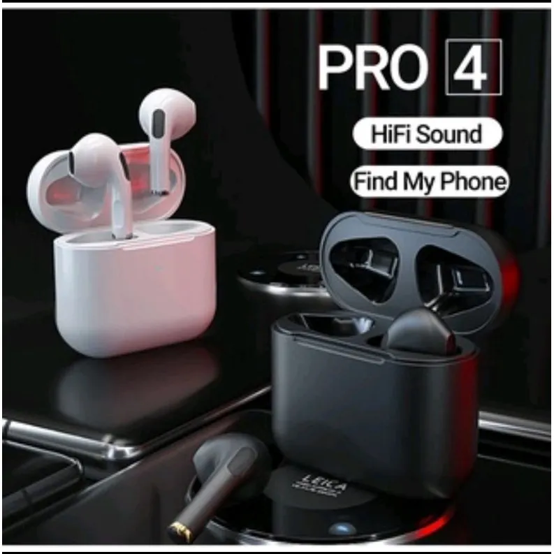 Pro 4 Headset Bluetooth TWS with Mic Smart Touch Control Earphone Bluetooth HiFi Stereo Handset Wireless Earbuds Olahraga Tahan Air