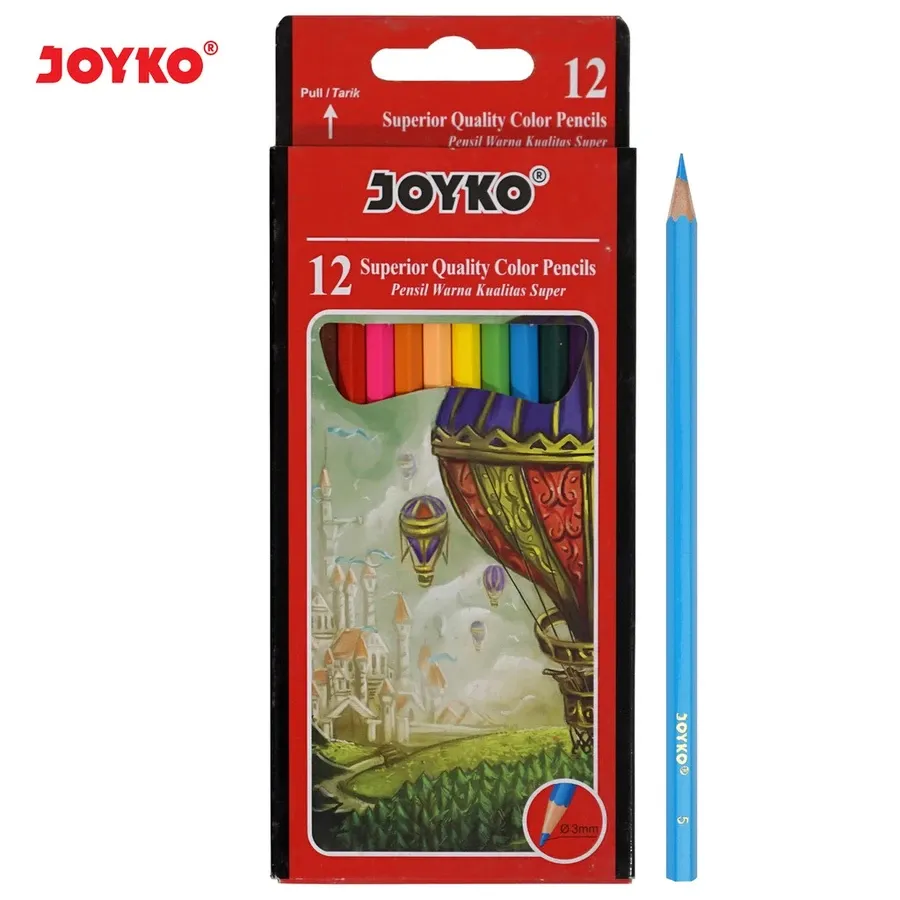 [ SET ] Pensil Warna / Color Pencil Joyko Panjang 12 Warna CP-100