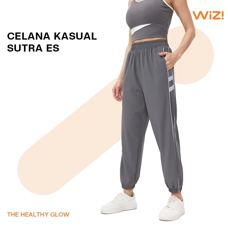 WiZi Celana Panjang Wanita Training Olahraga High Waist Jogger Pants Sejuk Bernapas Lembut
