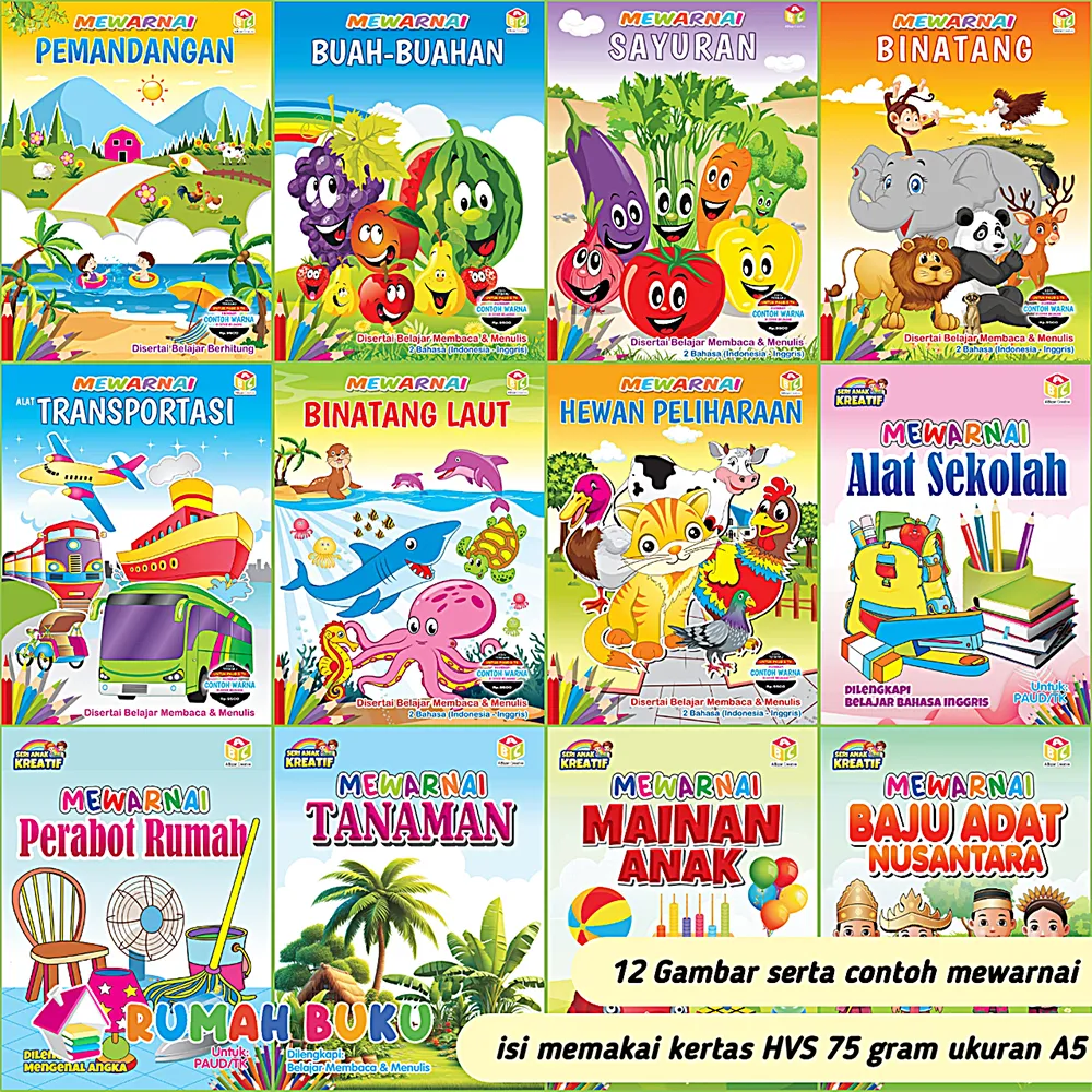 Buku Mewarnai Full color Untuk PAUD & TK