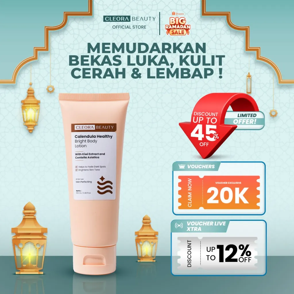 [HOT]Cleora Calendula Healthy Bright Body Lotion – Handbody Wanita Pria With Niacinamide Brightening Memudarkan Bekas Luka Pereda Eksim Body Butter Skin Care Whitening Lotion Pemutih Seluruh Tubuh BPOM Kosmetik Penghilang Koreng Gelap Tangan Kaki