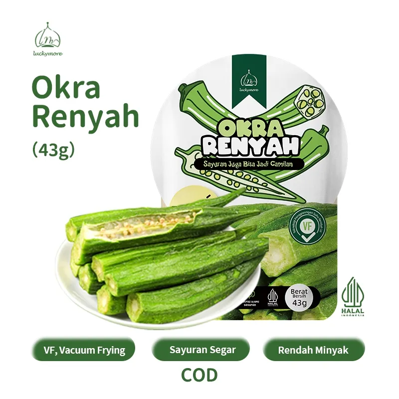 [Luckymore] HALAL Okra Renyah 43gr, Keripik Okra Okra Renyah Cemilan Sehat Kripik Okra Keripik Sayur