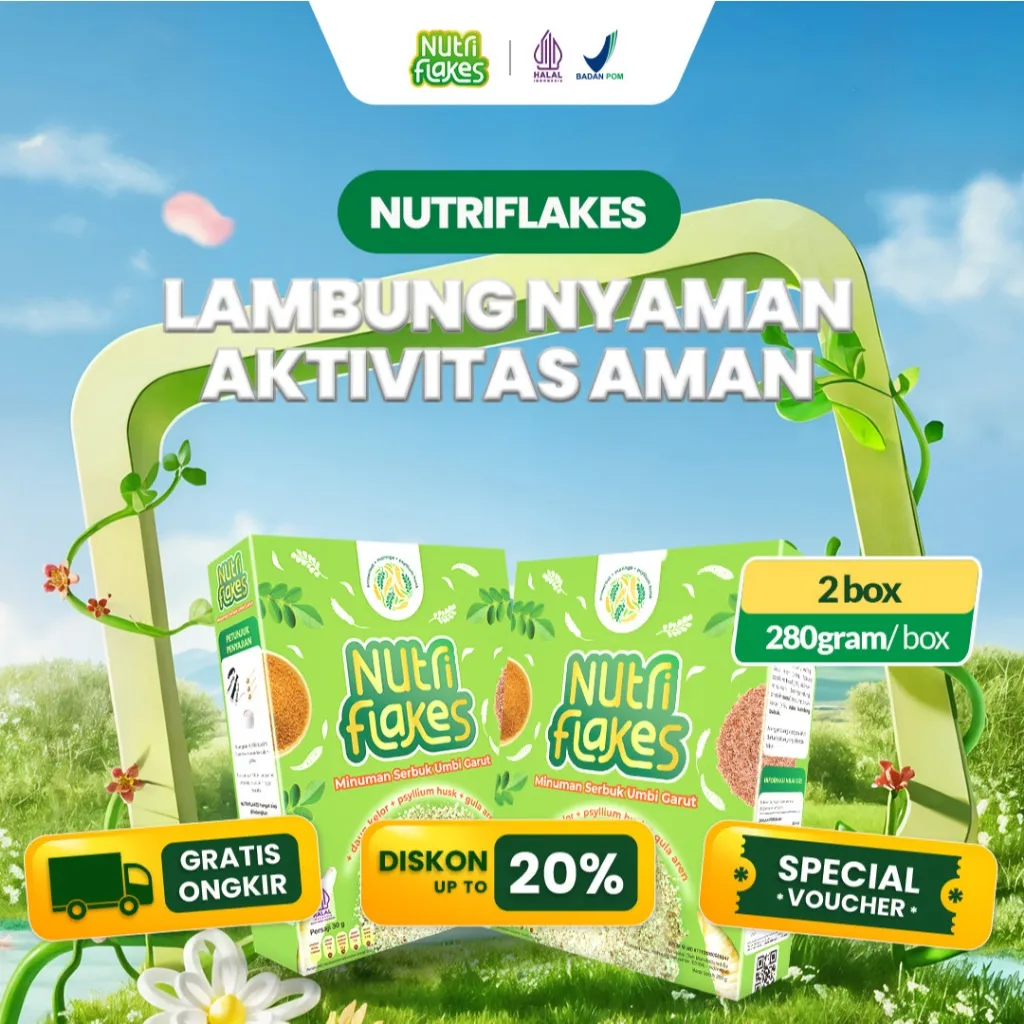 Nutriflakes Sereal Umbi Garut Ampuh Mengatasi Asam Lambung, Maag Dan Gerd 2 Box