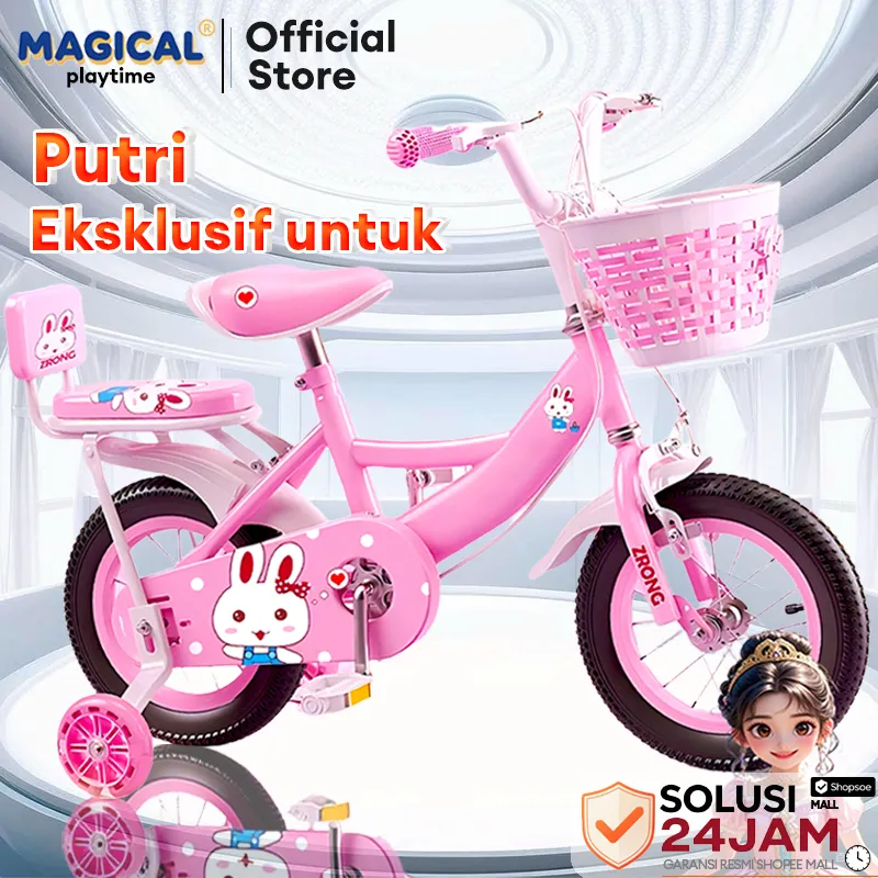 MAGICAL PLAYTIME Sepeda Anak Perempuan 12 & 16& 18 Inci Usia 2-12 Tahun Mainan Anak Perempuan