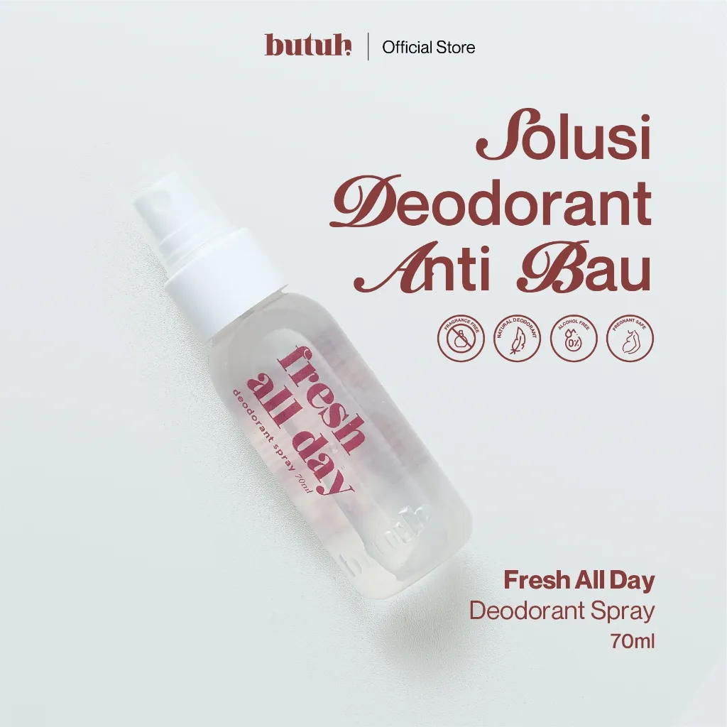 BUTUH - Fresh All Day - BUTUH Natural Deodoran Spray Ketiak - Bebas Alcohol dan Paraben - Bantu Tahan Bau Badan