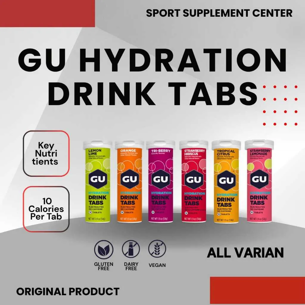 GU Energy Labs - Electrolyte Hydration Drink Tabs - Tablet Minuman Elektrolit Olahraga - Lari/Marathon/Triathlon/Endurance/Sepeda/Fitness