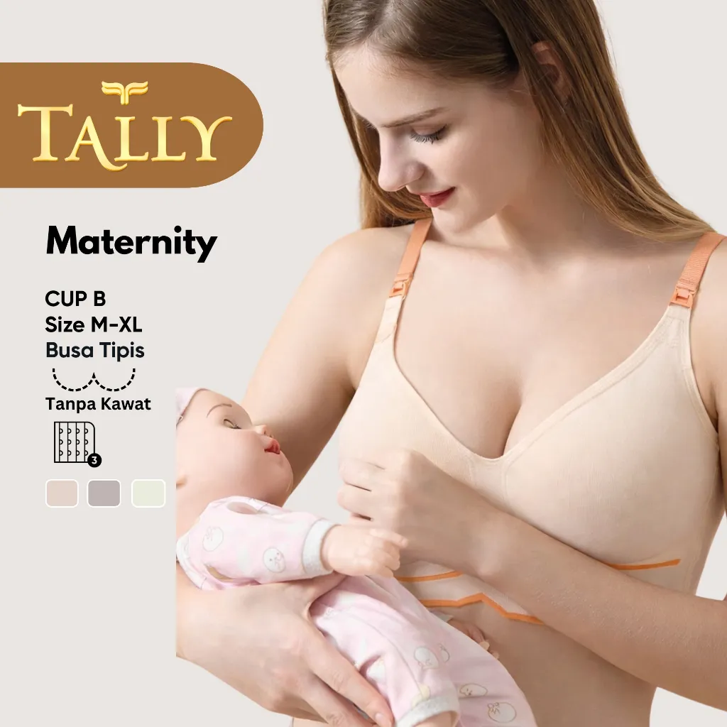 TALLY Sarwendah BH-8645 Bra Menyusui Tanpa Kawat Busa Sedang Bahan Nilon Seamless Cup B Kait 3 Bra Maternity Fashionable