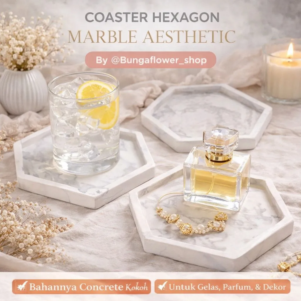 COASTER MARBEL - FREE PACKING BERGARANSI 100% - AESTHETIC | COASTER OUVAL HEXA MARBLE  CONCRETE ART | TATAKAN SKIN CARE | TATAKAN GELAS | TATAKAN AKSESORIS JEWELRY | PROPERTI FOTOGRAFI | DEKORASI RUMAH | SOUVENIR GIFT Murah Serap air