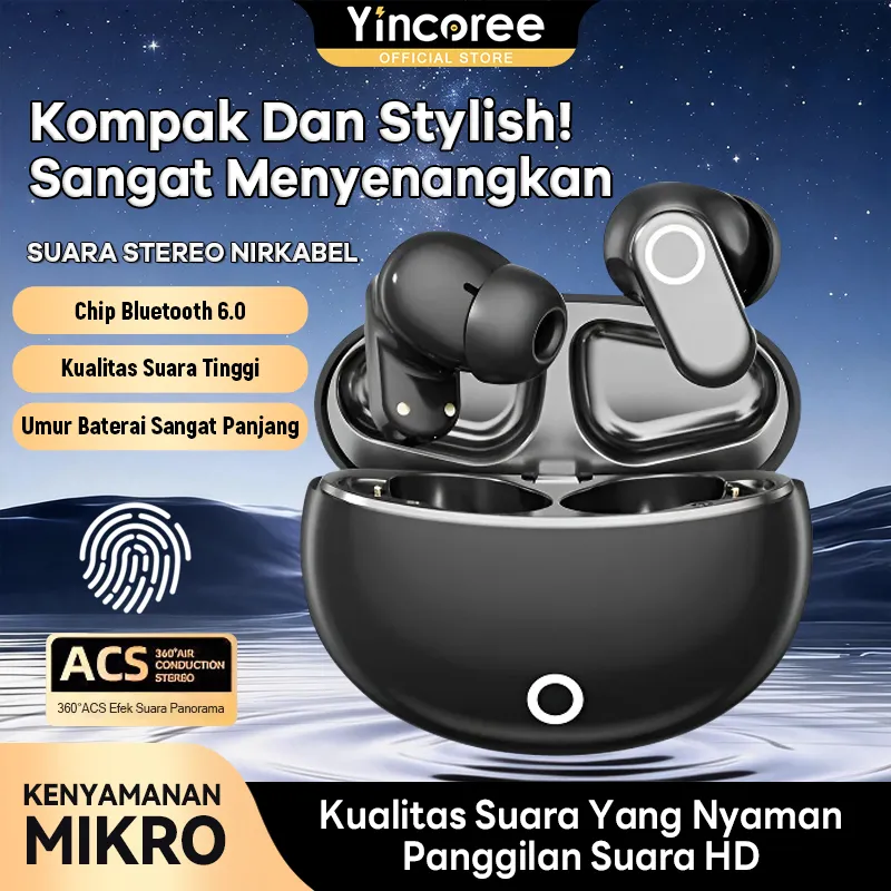 [Diskon]Yincoree J16 Earphone Bluetooth/Earphone Olahraga/Daya Tahan Baterai yang Lama/Fungsi Peredam Kebisingan dengan Kualitas Suara Hi-Fi/Fungsi Peredam Kebisingan yang Modis/Tidak Sakit Dipakai dalam Waktu Lama/Ringkas dan Ringan