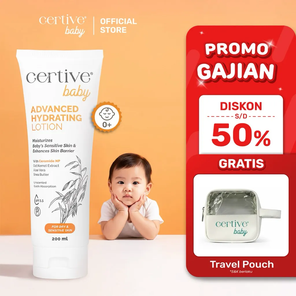 Certive Advanced Hydrating Lotion – Oat Ceramide NP & Aloe Vera Aman Kulit Sensitif Anak Bayi Newborn