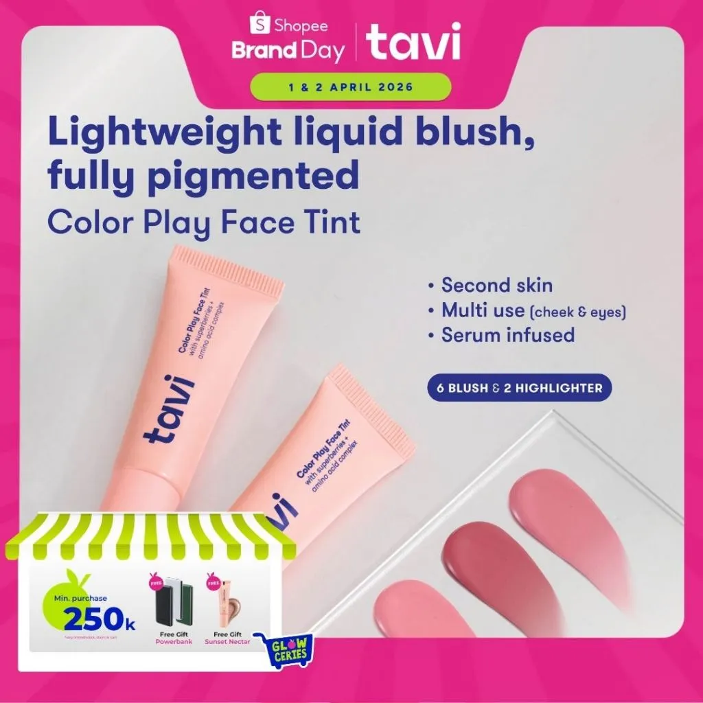 TAVI Color Play Face Tint 9 g - Blush On Liquid Blush Pigmented Ringan Tahan Lama untuk Kulit Sawo Matang Kuning Langsat
