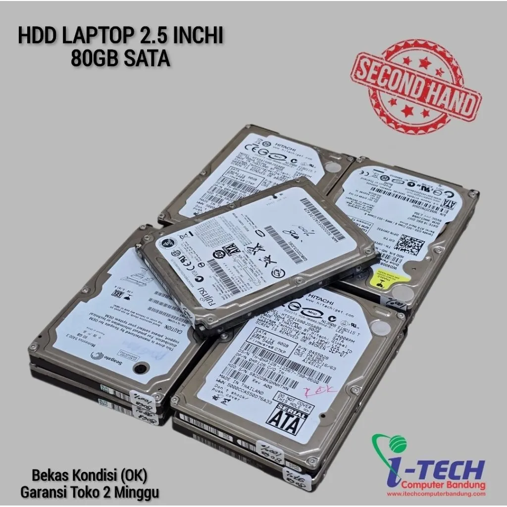 HDD / HARDISK LAPTOP 2.5 INCH 40GB | 60GB | 80GB | 100GB | 120GB |160GB |  200GB| 250GB SATA BEKAS