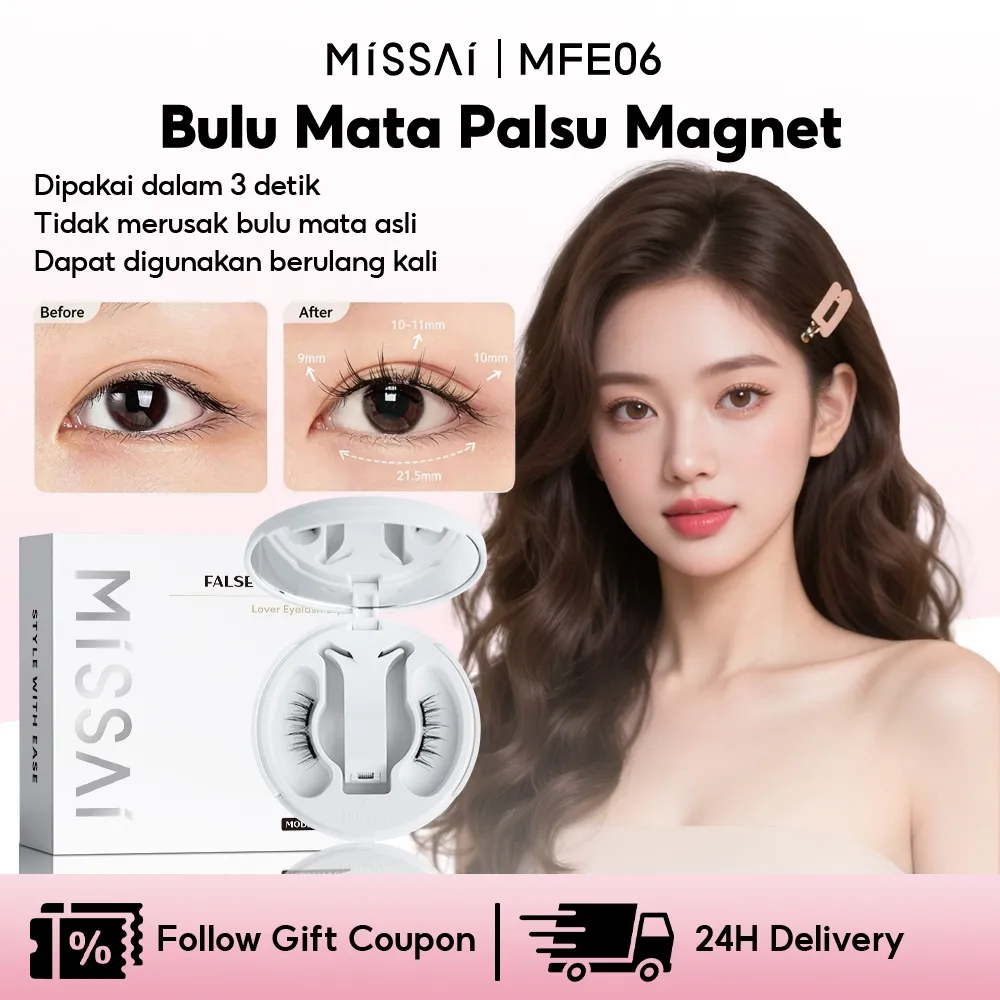 MISSAI Bulu Mata Palsu Magnet Reusable Magnetic Lashes Tanpa Lem Natural Korea Look Makeup Eyelash Extension FE06
