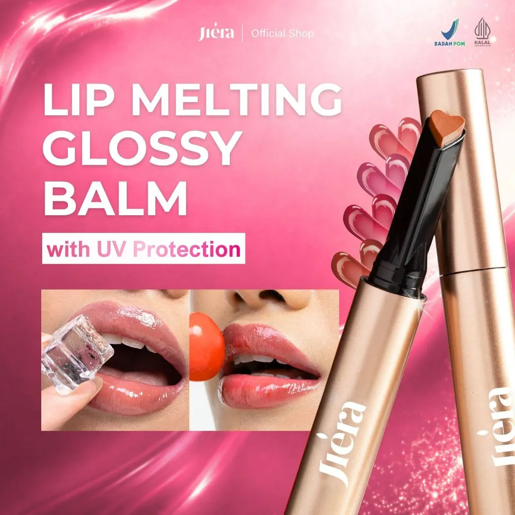 JIERA Melting Glossy Click Balm (Lip Gloss with UV Protection) - Melts My Heart Tinted Lip Balm with Collagen & Natural Oil, UV Filter, Plumpy Look, Moisturizing, High Pigmented