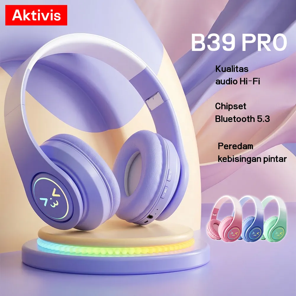 Headphones Bluetooth Nirkabel B39Pro earphone Peredam Kebisingan Headset Headphone Gaming Headphone Olahraga dengan