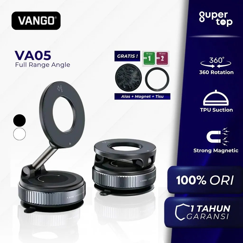 VANGO VA05 Holder Hp Magnetic Vacuum Strong Adsorption 360 Rotate Phone Holder Mobil Meja Dinding