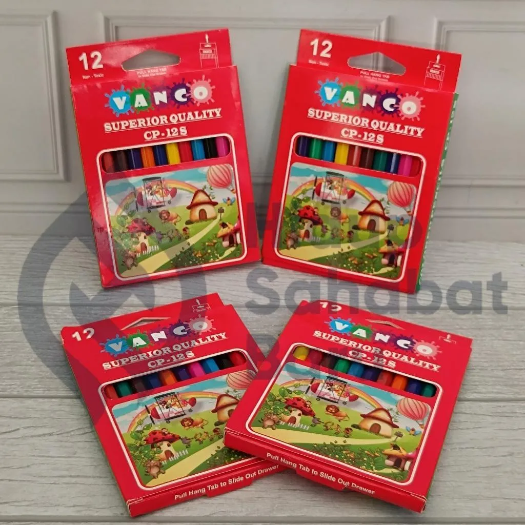 SATU SET ( 12 WARNA ) Pensil Warna / Pensil 12 Warna Pendek Van-Art