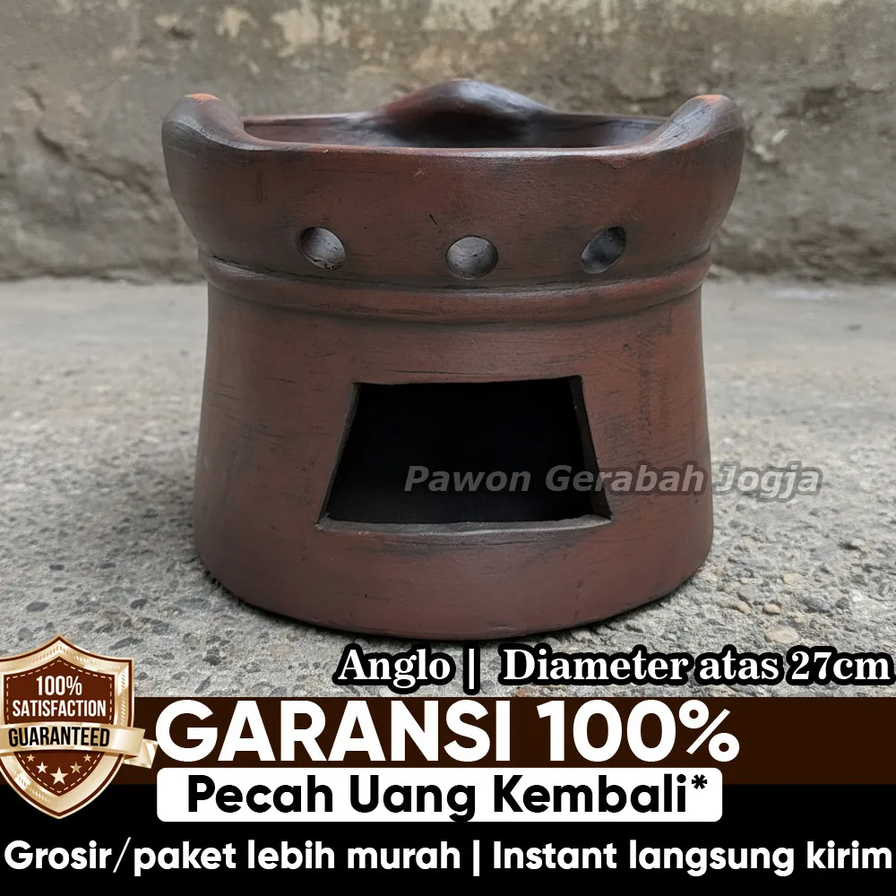 Pawon Gerabah | Anglo Tanah Liat Gerabah Anglo Arang Areng Alat Masak Tradisional D27 Diameter 27 cm