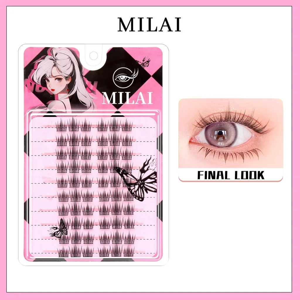 MILAI A34 Bulumata Palsu Natural Look Serat Kapas 9-11mm