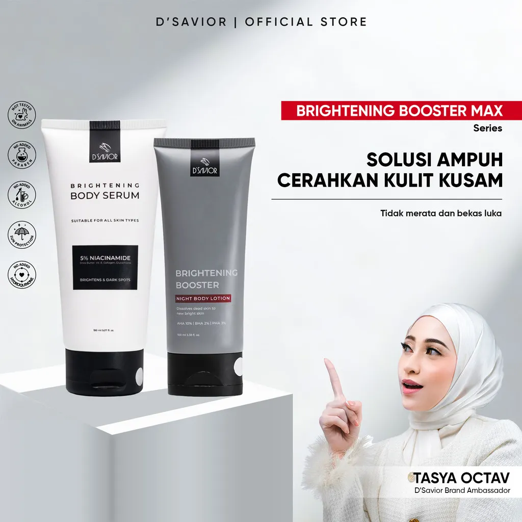 [NEW PRODUCT] D'SAVIOR Brightening Booster Max++ | Bundling Serum Lotion Untuk Mencerahkan Kulit Kusam Secara Maksimal | Body Serum & Night Booster Lotion