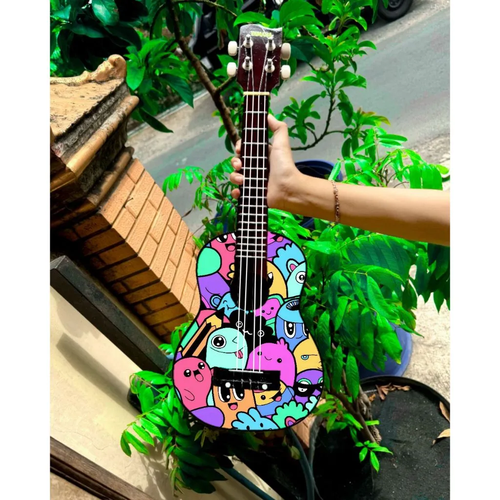 ukulele senar 4 murah warna dan motif (Gratis Packing Kayu) paket lengkap