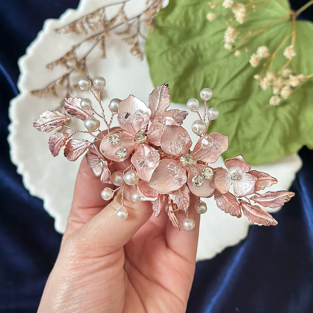 Esha Premium Pink Handmade Flower and Pearl Brooch Bros / Pin by Solandis