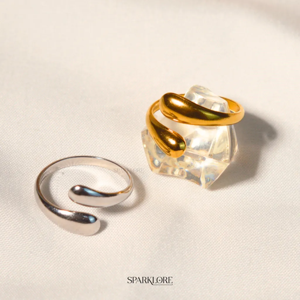 Sparklore Classic Circle Rings - Silver and Gold 18k Gold Plated Stainless Steel Waterproof - Cincin Classic Circle Silver dan Lapis Emas 18k  Sparklore Anti Karat - Adjustable Cincin Modern Simple y2k Edgy - Fashionable Jewelry SL06-008 SL06-009