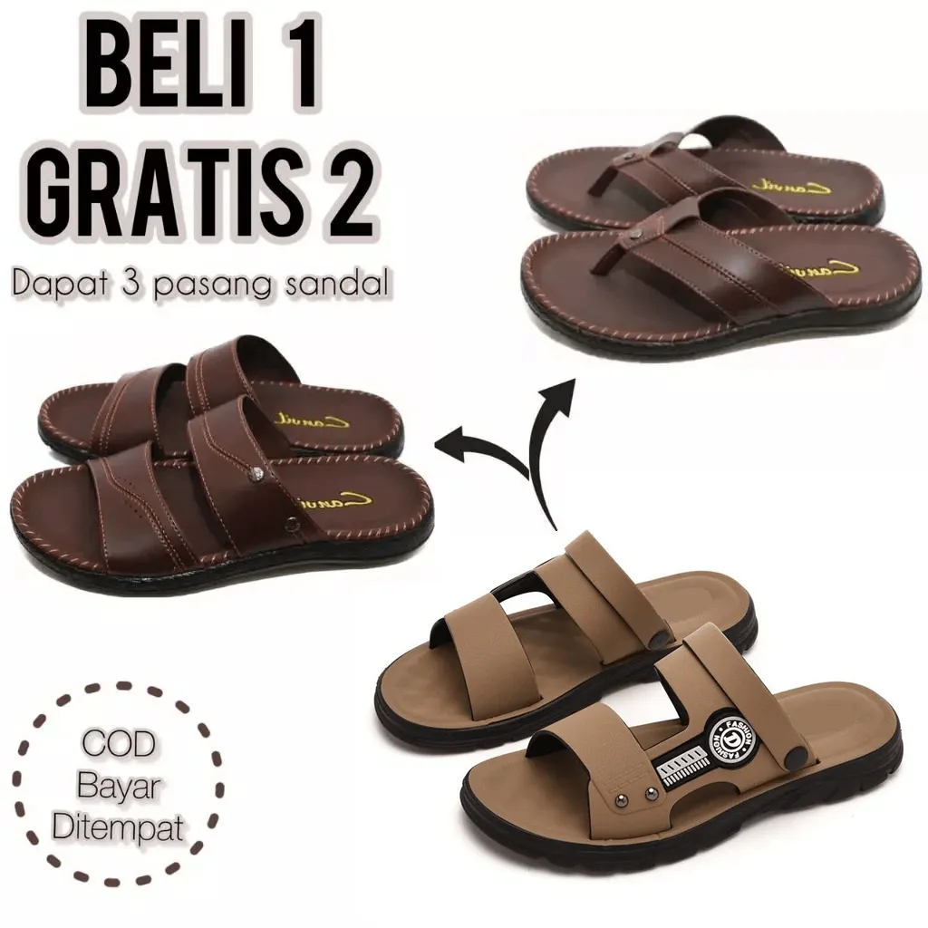 PROMO TERMURAH Beli 1 Dapat 3 Sandal Pria BELI 1 GRATIS 2 SANDAL / Sandal Selop / Sandal Slop Pria / Sandal Pria Keren / Sandal Viral / Sandal Terlaris / Sandal Slop Pria / Sandal Casual Pria / Sandal Pria Dewasa