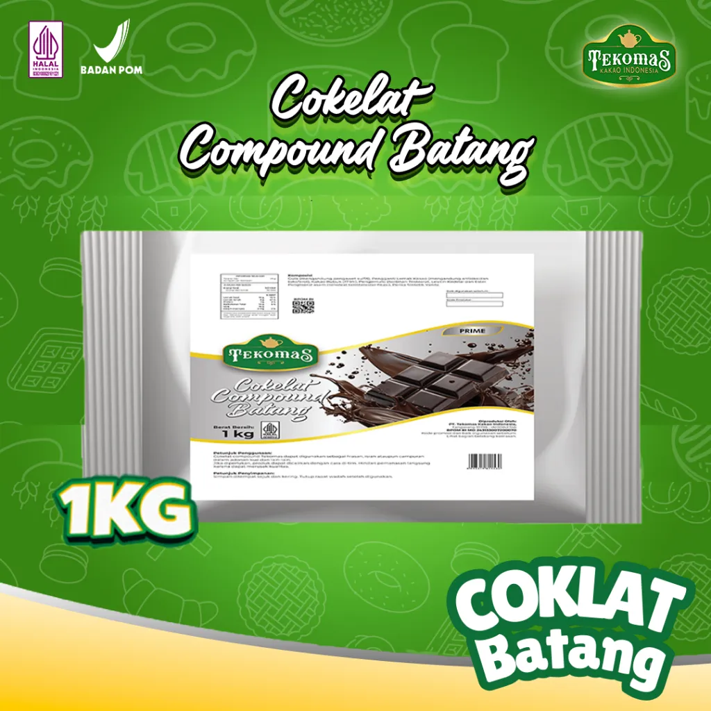 TEKOMAS - Cokelat Compound Coklat Batang Blok 1Kg Prime Premium Bahan Topping Kue Siap Pakai