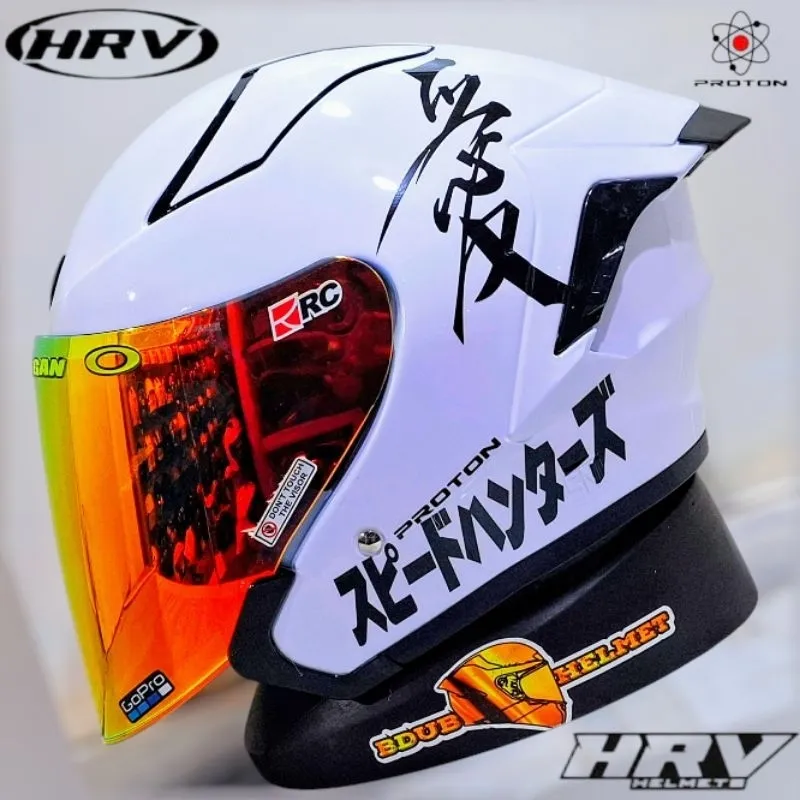 Helm HRV proton white kenji paket ganteng spoiler 3D
