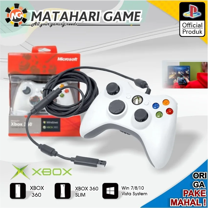 Stick Stik XBOX 360 Wired Original Pabrik For / PC / Laptop  - Putih