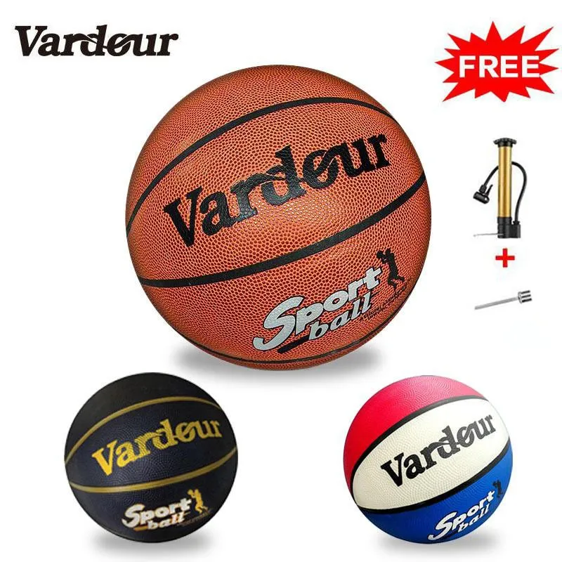 VARDOUR BOLA BASKET UKURAN 5/7 FIBA STANDAR - MATERIAL KARET PREMIUM ANTI SLIP, DESAIN ERGONOMIS NYAMAN PEGANG, TAHAN LAMA UNTUK LAPANGAN INDOOR, OUTDOOR & ASPAL (COCOK UNTUK SEKOLAH, CLUB, DAN PEMULA) BONUS GRATLS POMPA & JARUM