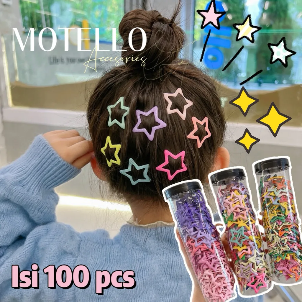 Motello Jepit Rambut Bintang Korea 100 pcs 50 pcs / kaleng / Jepit Rambut Bintang Berwarna-warni / Aksesori Rambut Bintang