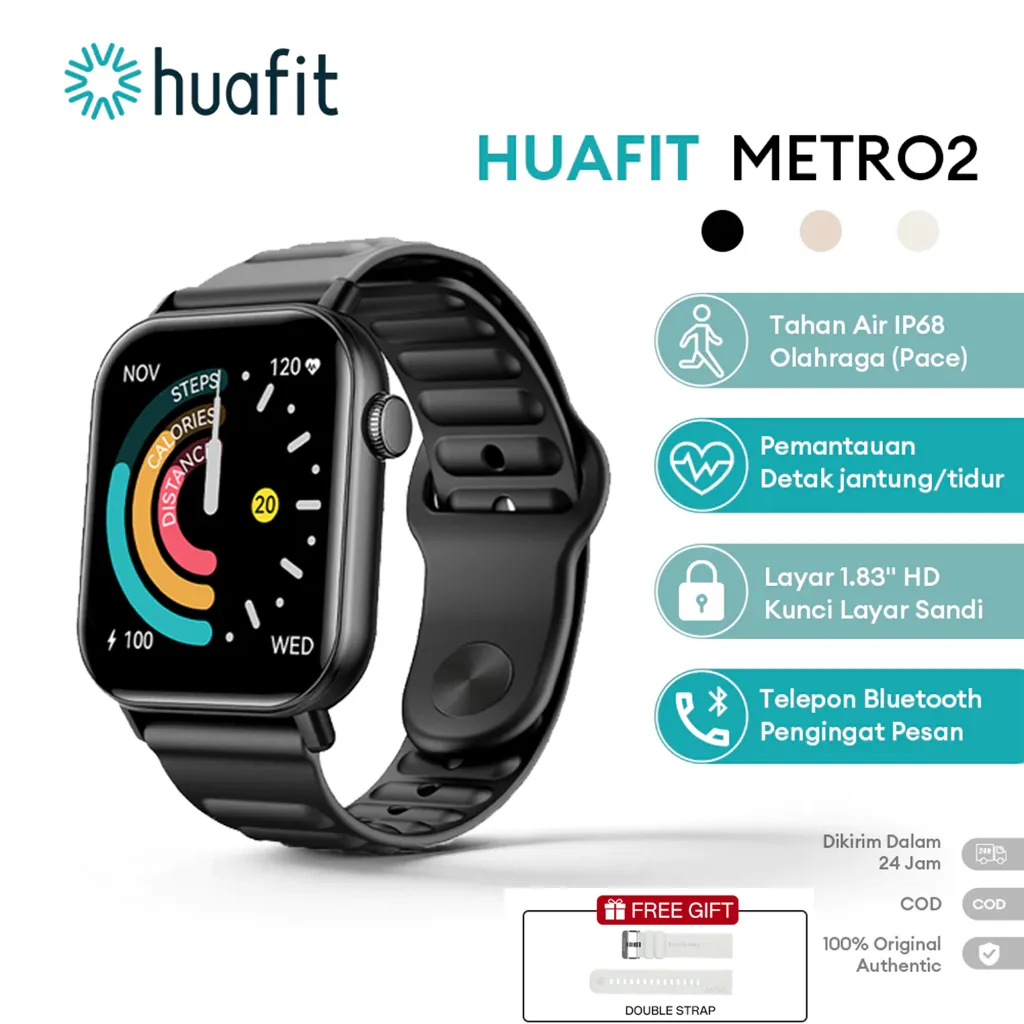 [NEW] Huafit Metro 2 Smartwatch Pace Mode Olahraga Sleep Analysis Detak Jantung Telepon Bluetooth Notifikasi Pesan Tahan Air IP68 Calculator Smart Watch Pria Wanita