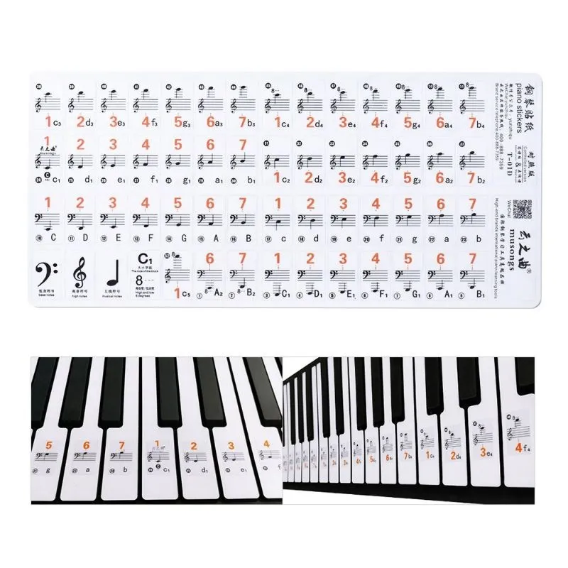 Sticker Not Balok Piano Transparan Keyboard 37 49 61 88 Tuts – Panduan Nada Pemula