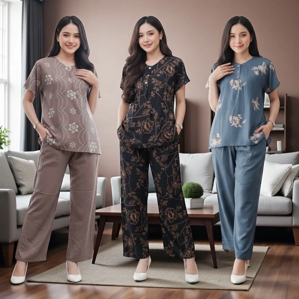 Bakul Daster - Setelan CP ANDIN One set Tyedye Piyama Rayon Premium Terbaru Batik Baju Tidur Wanita Cantik Kekinian