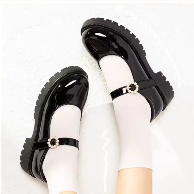 Flatform Shoes Wanita Oxford Fashion Lolita Sepatu Docmart Loafers Mutiara Mary Janes