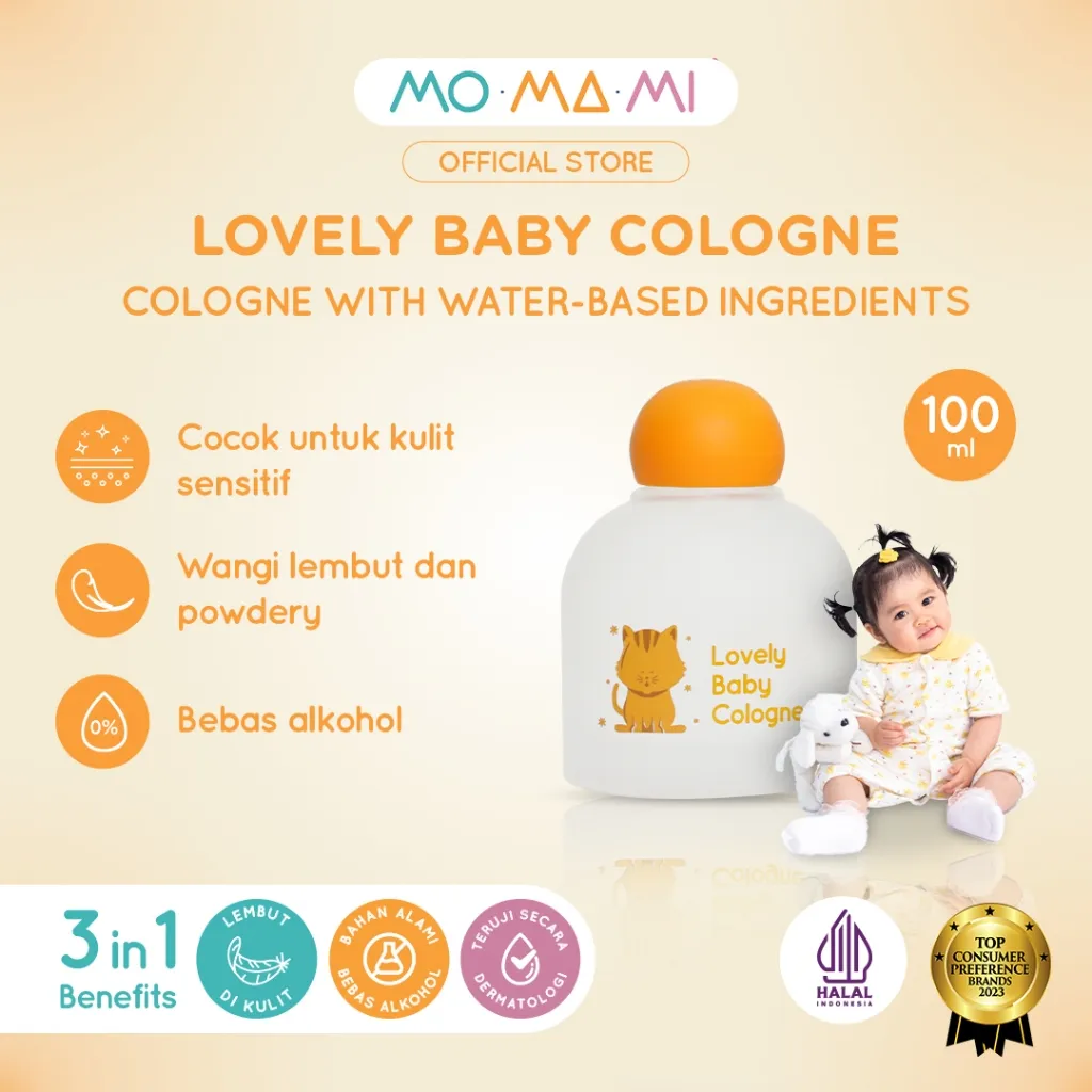 Momami Lovely Baby Cologne 100ml Parfum - Minyak Wangi Anak Bayi Bebas Alkohol Aman Untuk Kulit