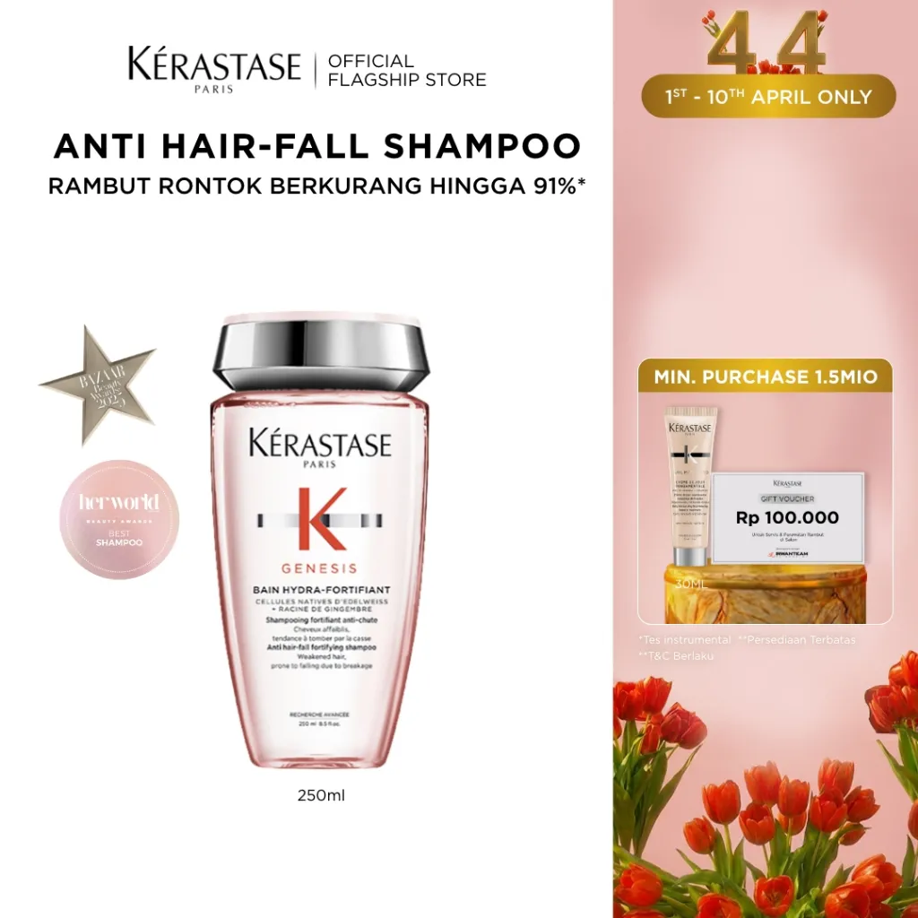 Kerastase Bain Hydra Genesis 250ml Anti Hair Fall Shampoo (Normal Hair) - Shampoo untuk Rambut Rontok & Patah (Helaian Normal)