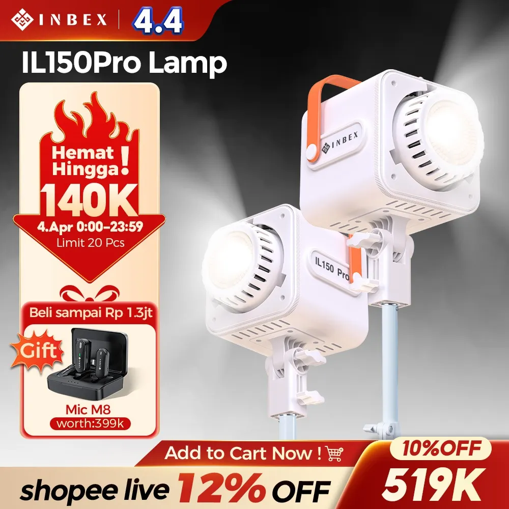 INBEX IL150Pro COB Lampu live Studio Konten Profession Lighting Live Streaming Photography Video CRI 95