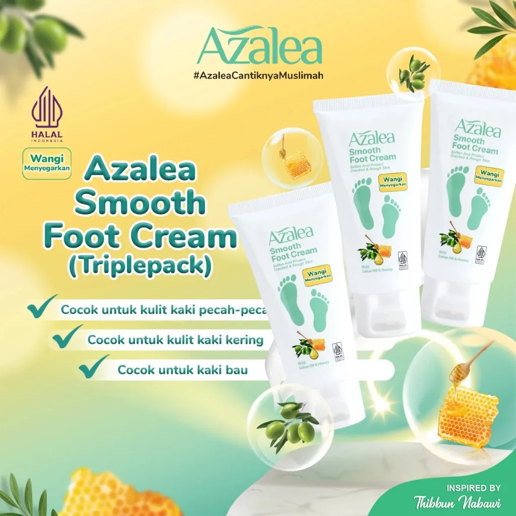 [BUY 2 GET 3] Triple Pack Azalea Smooth Foot Cream Krim Pelembut Kaki - Paket 3 Pcs Perawatan Kulit Kaki Retak dan Pecah