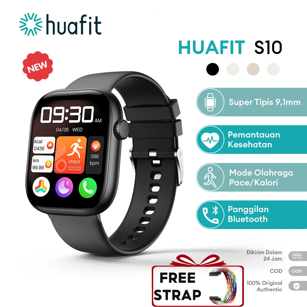 New Huafit S10 Smartwatch Layar 38mm ”2 Tali jam tangan gratis“ Cocok Tangan Kecil Ultra-thin Olahraga Pace Strava Support Panggilan Bluetooth Kalkulator Waterproff  IP68 Pemberitahuan Pesan Aolon Smart Watch S10 Pro Max