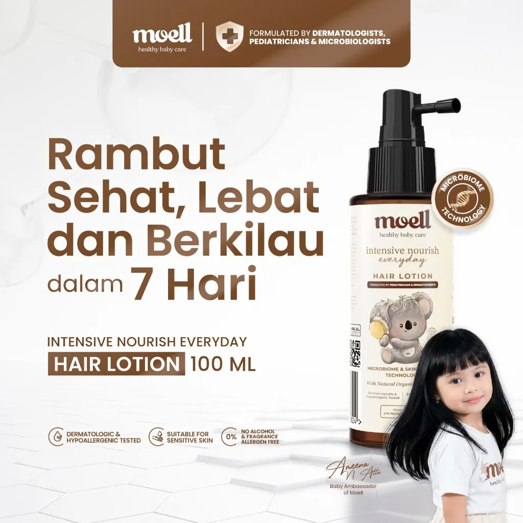 Moell Hair Lotion 100ml Panax Ginseng Kemiri Biotin - Menumbuhkan, Melembutkan & Melebatkan dalam 7 Hari - Cocok Untuk Kulit Sensitif - Bayi 0 Bulan s/d Dewasa