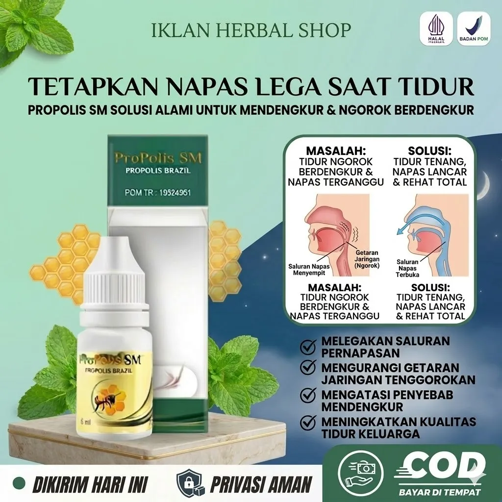 Obat Ngorok Saat Tidur, Penghilang Ngorok Permanen, Mengatasi Tidur Dengkur Mendengkur Propolis SM