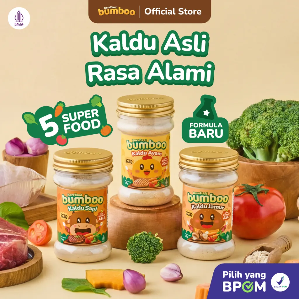 BUMBOO Kaldu Asli - Kaldu Anak - No MSG - Tanpa Gula & Garam - Bahan Alami - Tambahan Sayur Asli