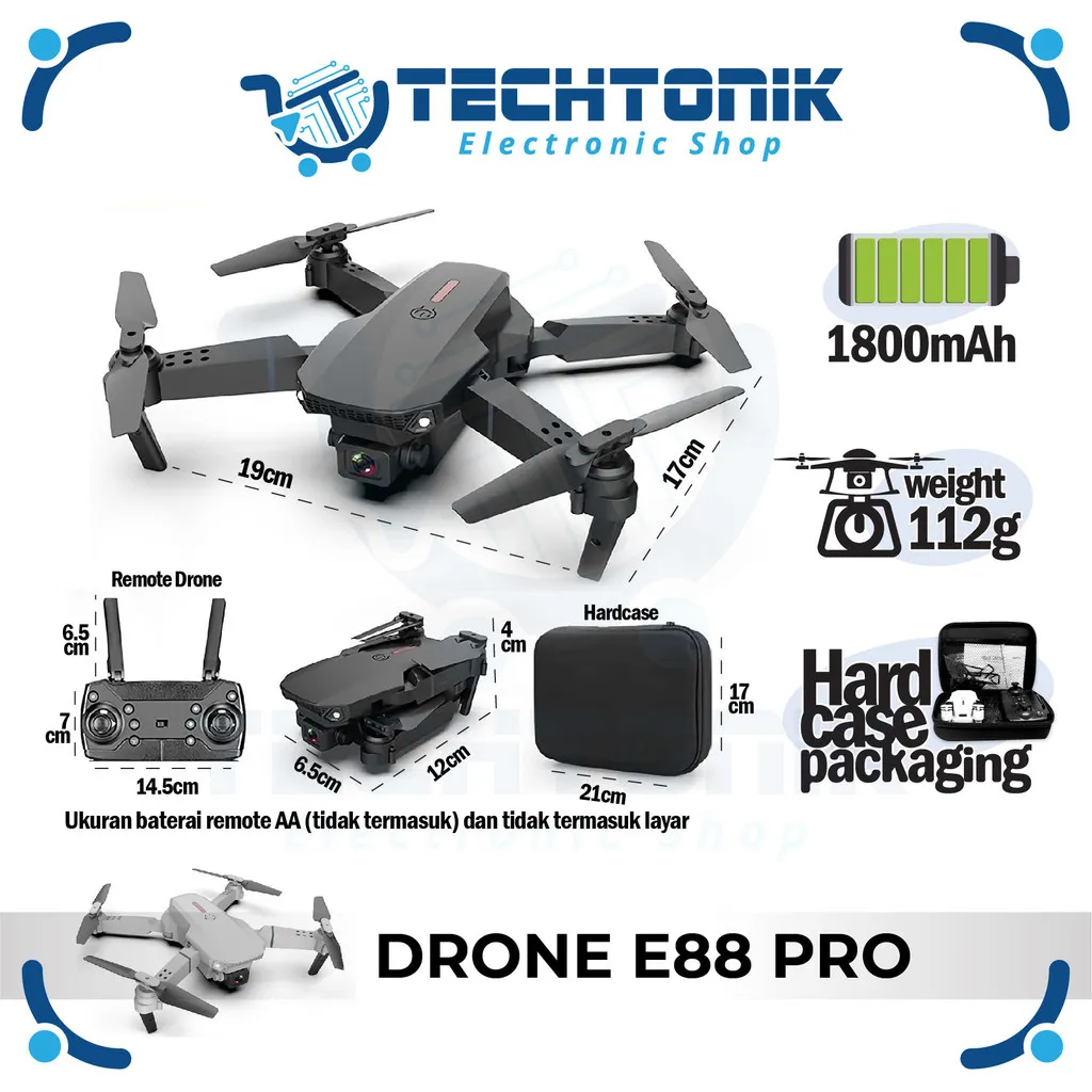 Drone E88 pro 4K Kamera Ultra HD Foldable Drone Lipat Single Camera