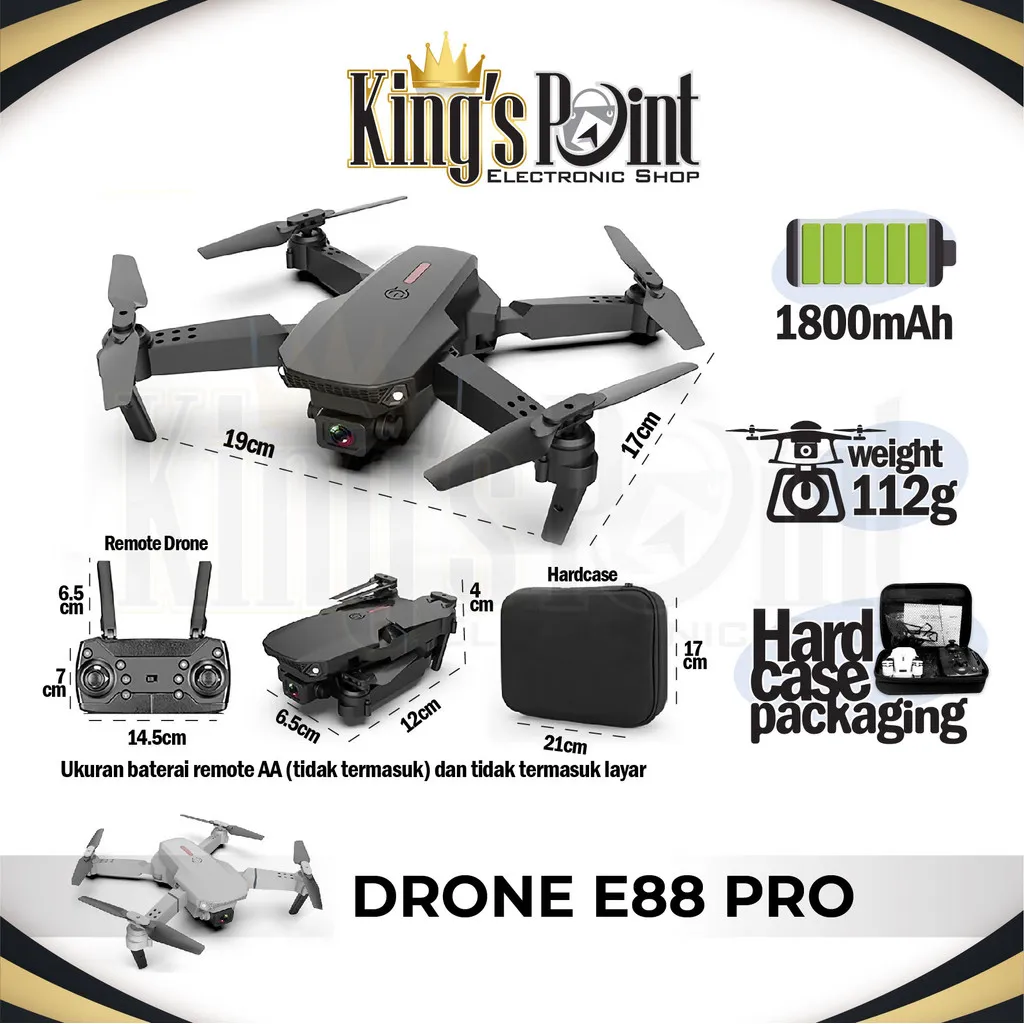 Drone E88pro kamera 4K UltraHD Foldable Drone Lipat Single Camera