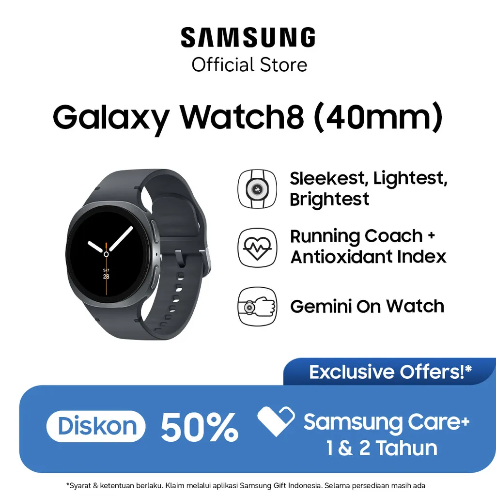 Samsung Galaxy Watch8 40mm - Graphite | Bluetooth | Smart watch AI | Prosesor 3nm | Sleep Coaching